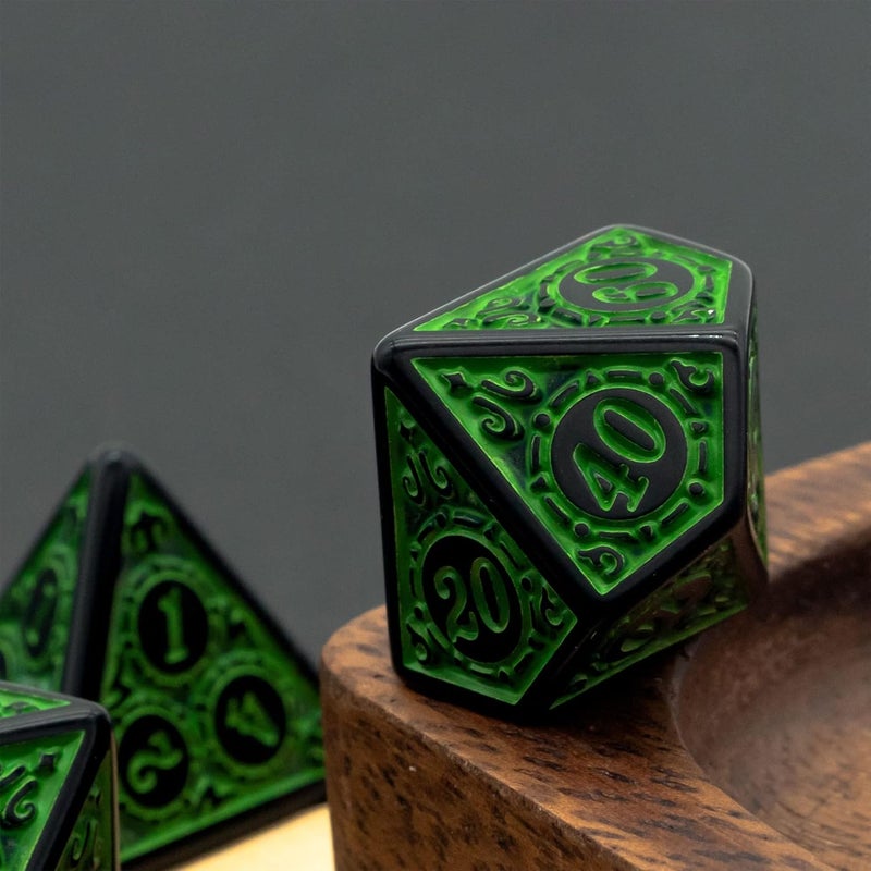 Poludie DND Dice Set -D&D Polyhedral Dice (7 Pcs) with Black Dice Bag for Dungeons and Dragons Role Playing Dice Games RPGs (Dice-Green with Black Edge) - Image 5